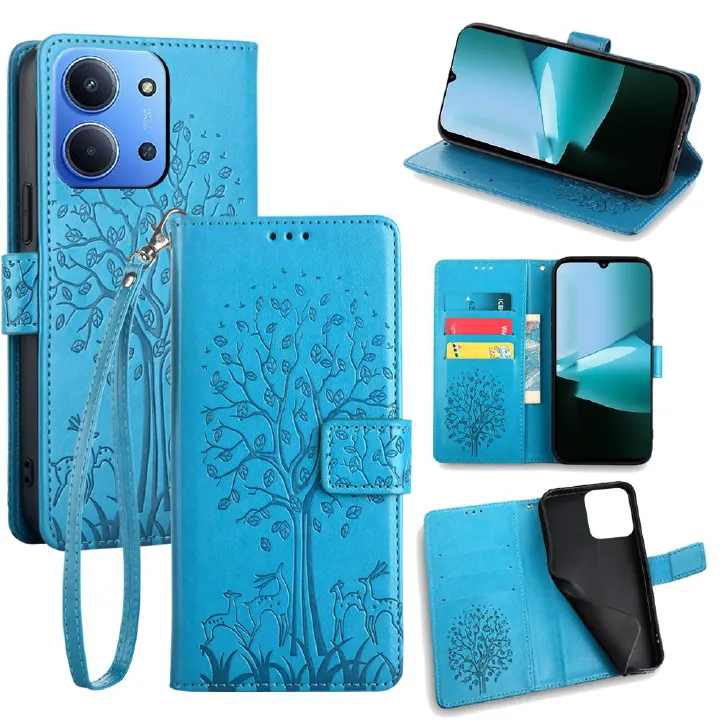 Wallet Leather Flip Cover for Xiaomi Redmi 15C Card Slots Magnetic Closure Shockproof Cover with Hand Strap
