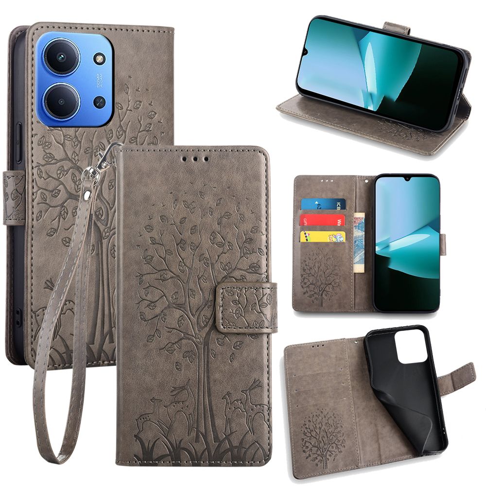 Wallet Leather Flip Cover for Xiaomi Redmi 15C Card Slots Magnetic Closure Shockproof Cover with Hand Strap