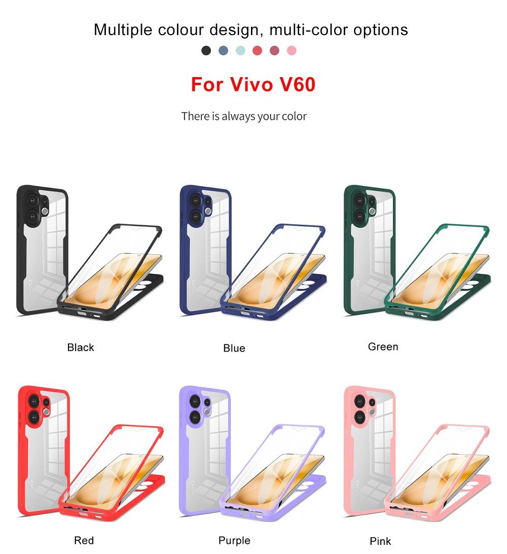 360 Full Protection Case for Vivo V60 V60 Lite Cover Built-in Screen Protector