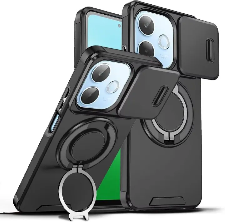 With Slide Camera Lens Protective Cover Case for OPPO A5x A5 2025 A5 Pro A3x A40 A80 Magnetic Kickstand Phone Case