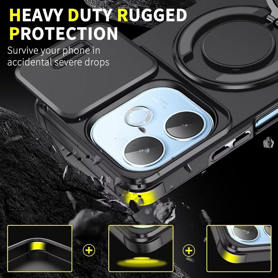 With Slide Camera Lens Protective Cover Case for OPPO A5x A5 2025 A5 Pro A3x A40 A80 Magnetic Kickstand Phone Case