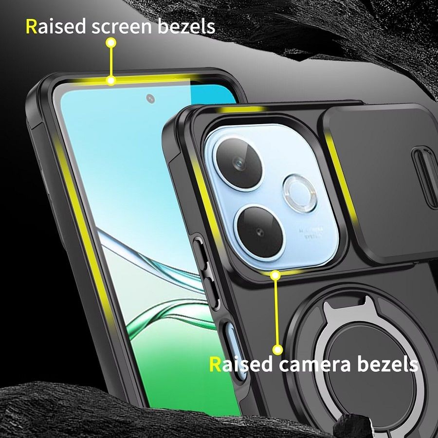 With Slide Camera Lens Protective Cover Case for OPPO A5x A5 2025 A5 Pro A3x A40 A80 Magnetic Kickstand Phone Case