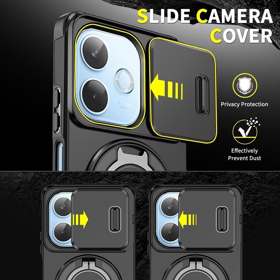 With Slide Camera Lens Protective Cover Case for OPPO A5x A5 2025 A5 Pro A3x A40 A80 Magnetic Kickstand Phone Case