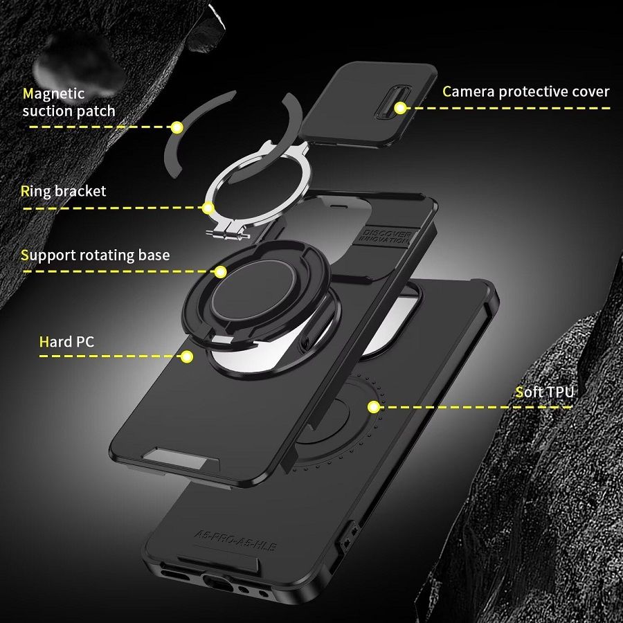 With Slide Camera Lens Protective Cover Case for OPPO A5x A5 2025 A5 Pro A3x A40 A80 Magnetic Kickstand Phone Case