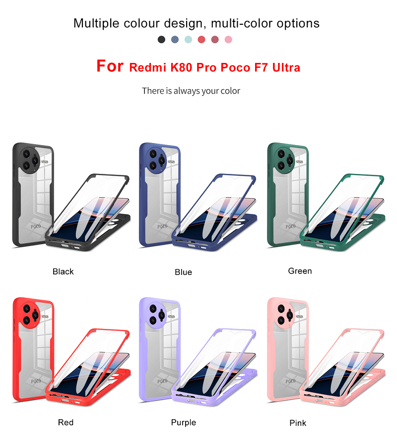 360 Full Protection Case for Xiaomi Poco F7 Ultra F7 Pro F6 F5 Pro X7 Pro X6 X5 M7 Pro X3 NFC X3 Pro Cover Built-in Screen Protector