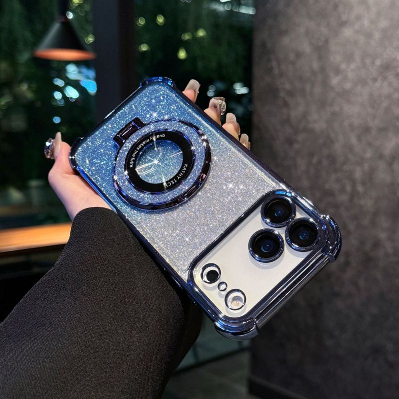 Glitter Paper Soft Case Cover for iPhone 17 Pro Max 17 Air 17 Pro 16e 16 Plus 16 Pro Max 15 14 Plus (With Lens Film Phone Case) Magnetic Phone Case Bracket Anti Drop Soft Case