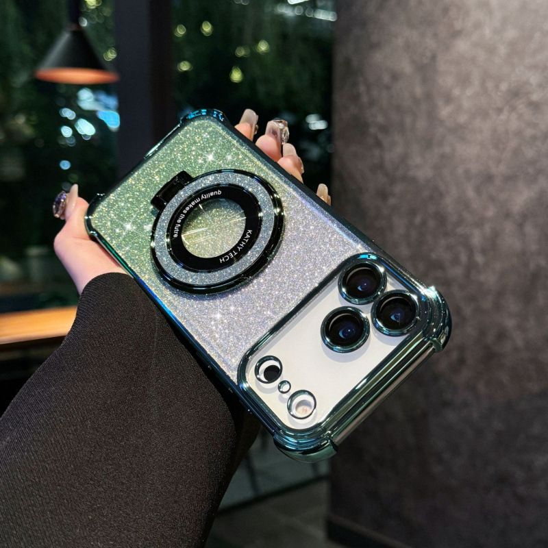 Glitter Paper Soft Case Cover for iPhone 17 Pro Max 17 Air 17 Pro 16e 16 Plus 16 Pro Max 15 14 Plus (With Lens Film Phone Case) Magnetic Phone Case Bracket Anti Drop Soft Case