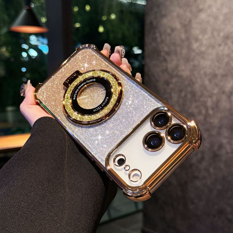 Glitter Paper Soft Case Cover for iPhone 17 Pro Max 17 Air 17 Pro 16e 16 Plus 16 Pro Max 15 14 Plus (With Lens Film Phone Case) Magnetic Phone Case Bracket Anti Drop Soft Case