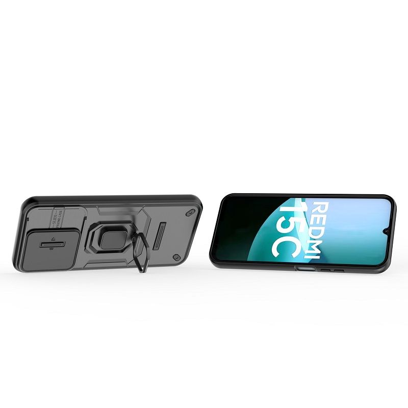 Slide Camera Lens Protective Cover Case for Xiaomi Redmi 15C 14C A4 A3X A3 13C 13 Magnetic Kickstand Phone Case