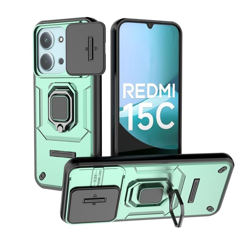 Slide Camera Lens Protective Cover Case for Xiaomi Redmi 15C 14C A4 A3X A3 13C 13 Magnetic Kickstand Phone Case