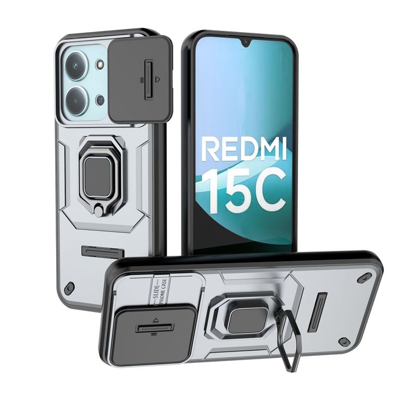 Slide Camera Lens Protective Cover Case for Xiaomi Redmi 15C 14C A4 A3X A3 13C 13 Magnetic Kickstand Phone Case