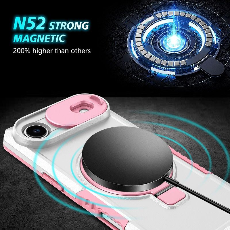 Magsafe Magnetic Kickstand Phone Case for iPhone 17 Air Slide Camera Lens Protective Cover