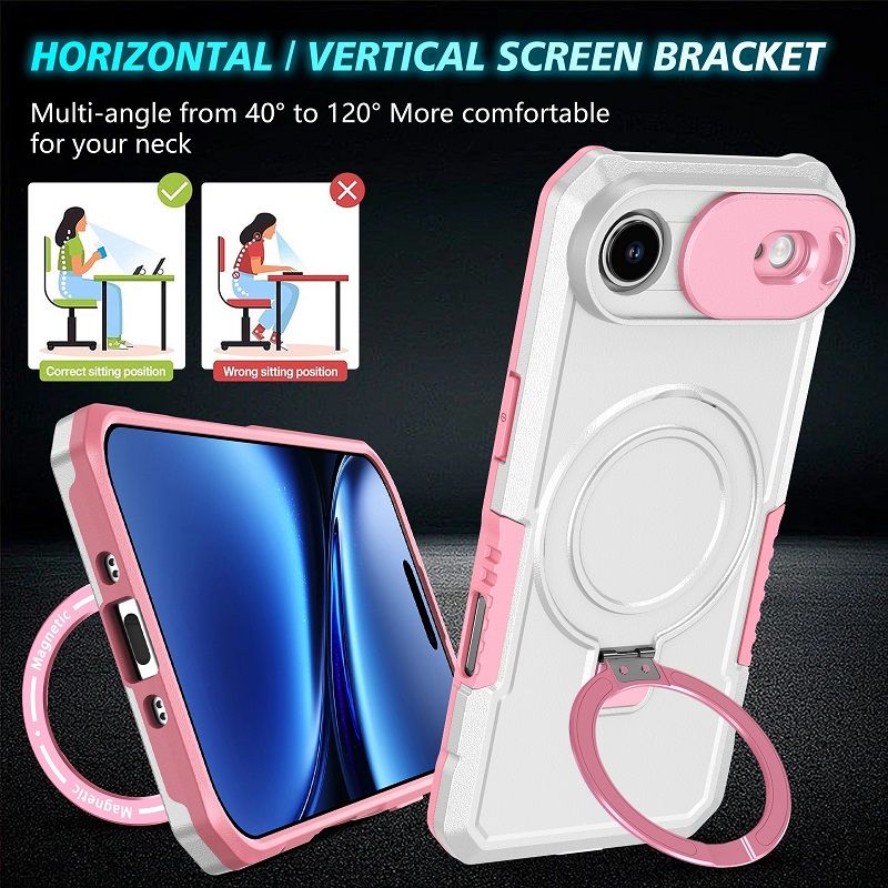Magsafe Magnetic Kickstand Phone Case for iPhone 17 Air Slide Camera Lens Protective Cover