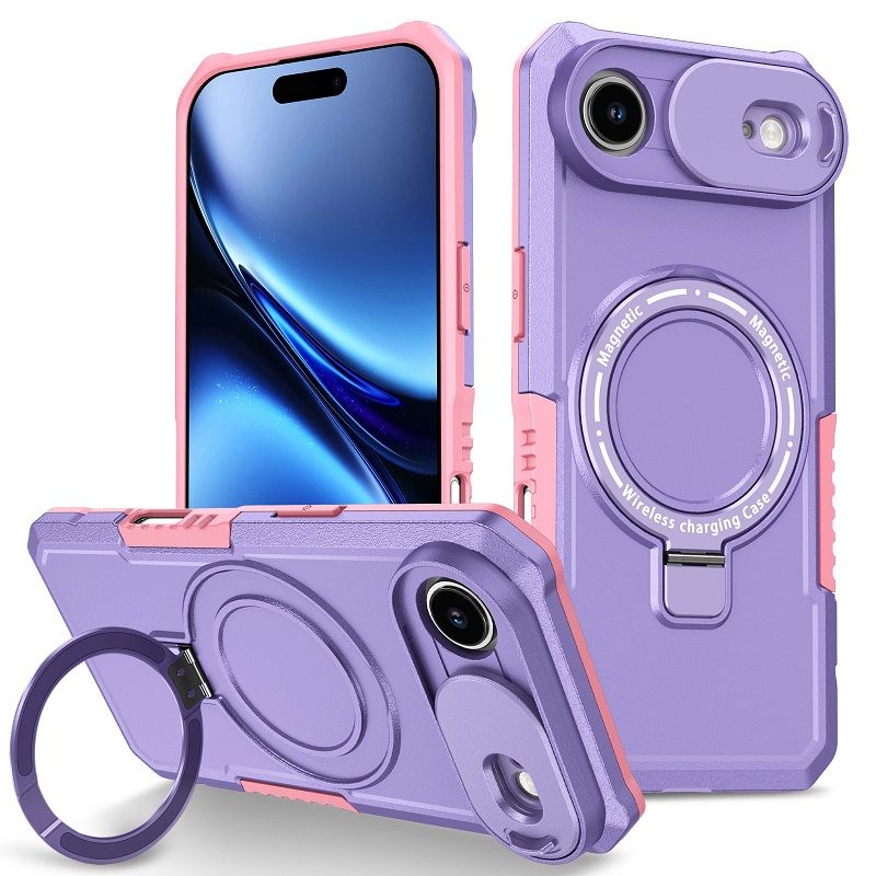 Magsafe Magnetic Kickstand Phone Case for iPhone 17 Air Slide Camera Lens Protective Cover
