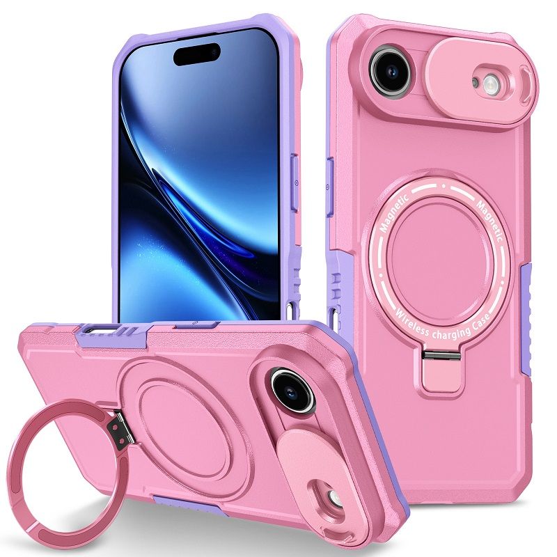 Magsafe Magnetic Kickstand Phone Case for iPhone 17 Air Slide Camera Lens Protective Cover