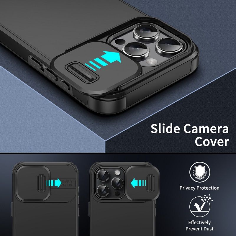 Slide Camera Lens Protective Cover Case for iPhone 17 Pro Max 17 Air 16 Plus 16e 15 Plus 14 13 12 11 Pro Max Magnetic Phone Case