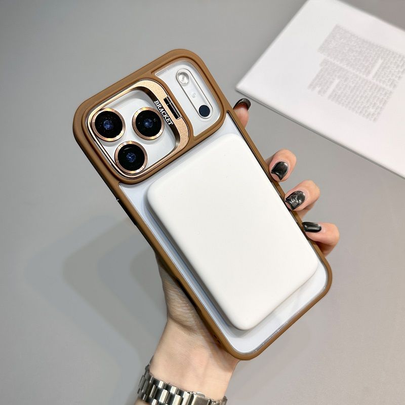 Phone Case for iPhone 17 Pro Max 17 Air 16e 16 15 14 Plus 13 12 11 Pro Max with Built-in Camera Stash Stand, Compatible with MagSafe, Magnetic Hard Back Soft Edge Scratch-Resistant Shockproof Cover