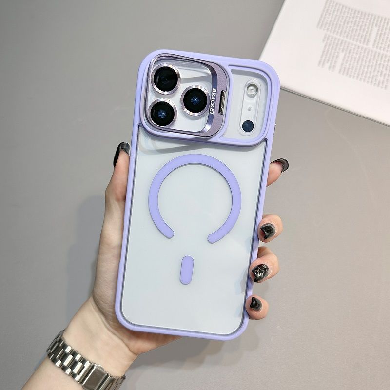 Phone Case for iPhone 17 Pro Max 17 Air 16e 16 15 14 Plus 13 12 11 Pro Max with Built-in Camera Stash Stand, Compatible with MagSafe, Magnetic Hard Back Soft Edge Scratch-Resistant Shockproof Cover