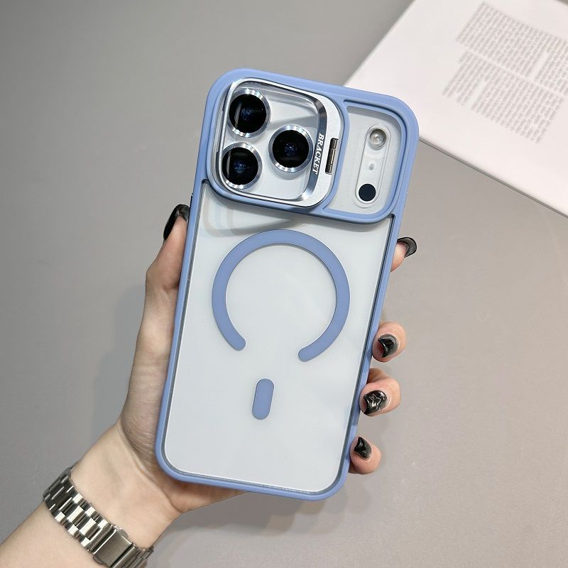 Phone Case for iPhone 17 Pro Max 17 Air 16e 16 15 14 Plus 13 12 11 Pro Max with Built-in Camera Stash Stand, Compatible with MagSafe, Magnetic Hard Back Soft Edge Scratch-Resistant Shockproof Cover