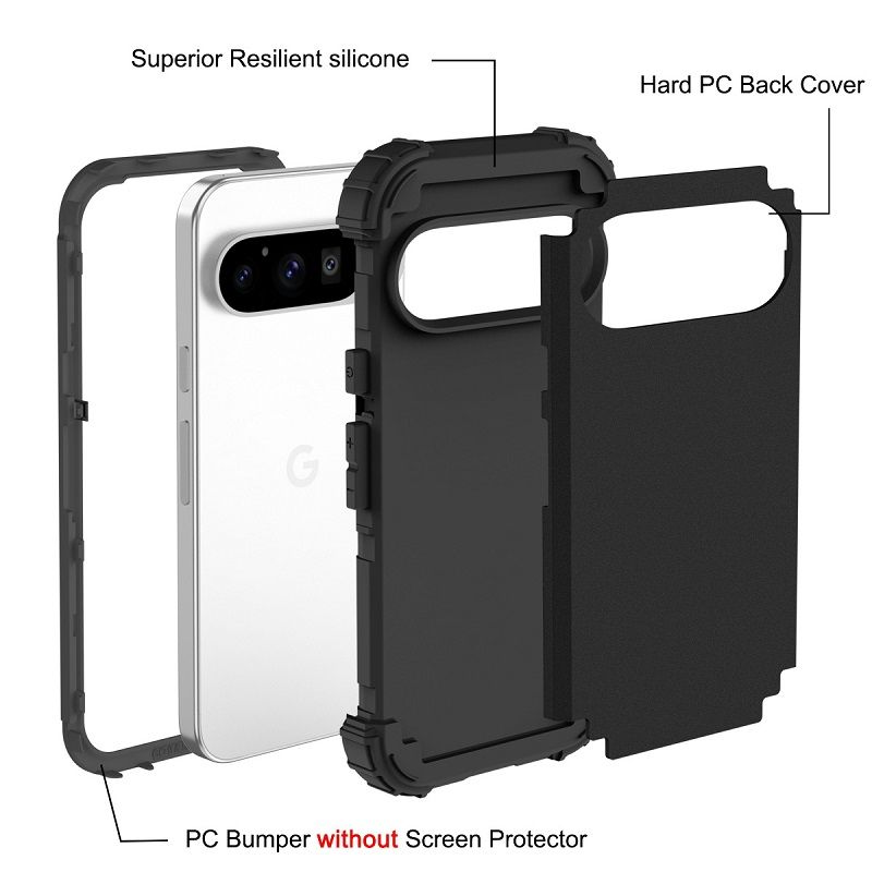 Phone Case for Google Pixel 10 Pro XL 10 Pro 9a 9 Pro XL 9 8a 7a 6a 8 7 6 Pro 5a 5 4 XL 4a 3a XL 3 in 1 Hybrid Hard PC Silicone Heavy Duty Rugged Bumper