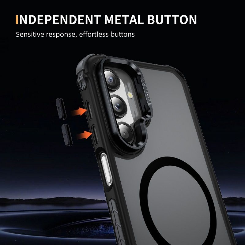 Luxury MagSafe Magnetic Phone Cases for Samsung Galaxy A16 A55 A35 A25 A15 A05s A54 A34 A24 A14 Stand Metal Lens Holder with Skin Feeling Coating Shockproof Mobile Case