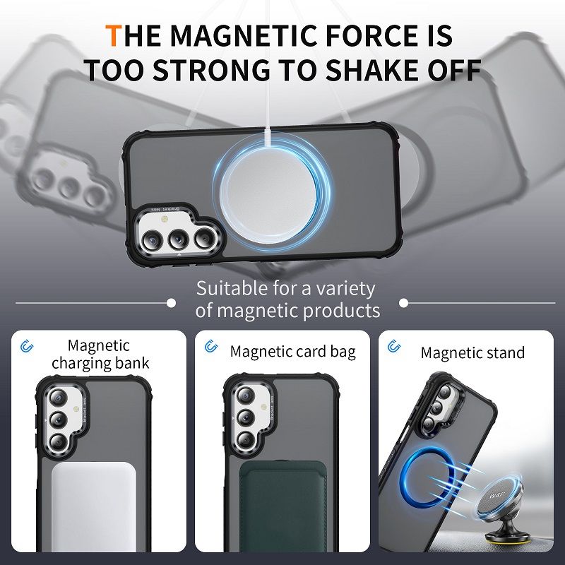 Luxury MagSafe Magnetic Phone Cases for Samsung Galaxy A16 A55 A35 A25 A15 A05s A54 A34 A24 A14 Stand Metal Lens Holder with Skin Feeling Coating Shockproof Mobile Case