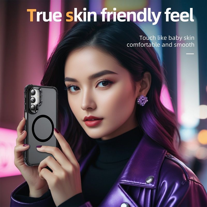 Luxury MagSafe Magnetic Phone Cases for Samsung Galaxy A16 A55 A35 A25 A15 A05s A54 A34 A24 A14 Stand Metal Lens Holder with Skin Feeling Coating Shockproof Mobile Case