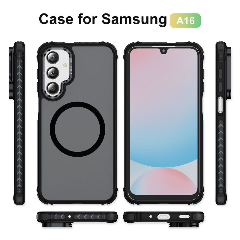 Luxury MagSafe Magnetic Phone Cases for Samsung Galaxy A16 A55 A35 A25 A15 A05s A54 A34 A24 A14 Stand Metal Lens Holder with Skin Feeling Coating Shockproof Mobile Case