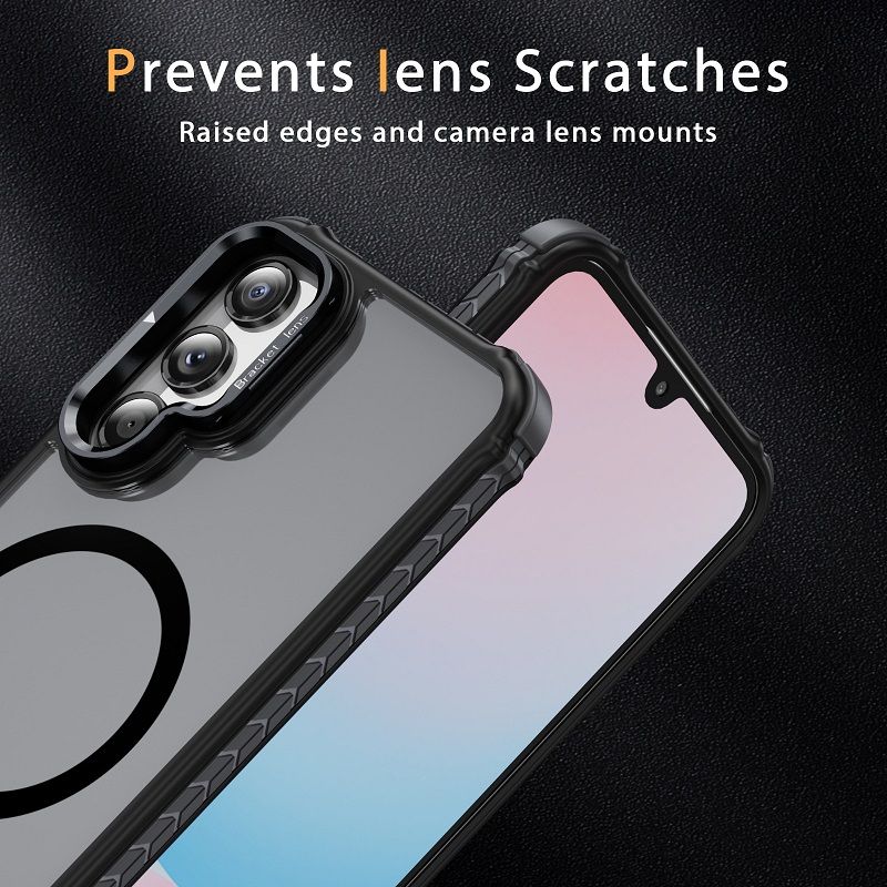 Luxury MagSafe Magnetic Phone Cases for Samsung Galaxy A16 A55 A35 A25 A15 A05s A54 A34 A24 A14 Stand Metal Lens Holder with Skin Feeling Coating Shockproof Mobile Case