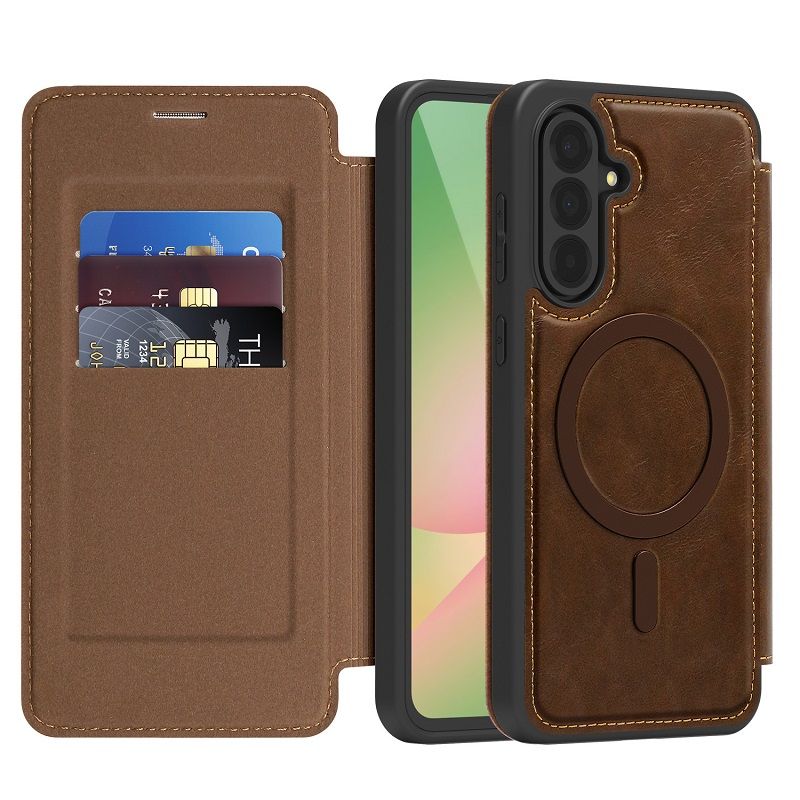 Flip Cover Leather  Phone Case for Samsung Galaxy A56 A17 A36 A16 A55 A35 A15 Magsafe Magnetic Anti-theft Brush Shockproof Case