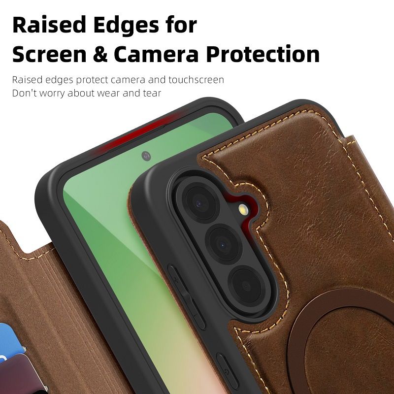 Flip Cover Leather  Phone Case for Samsung Galaxy A56 A17 A36 A16 A55 A35 A15 Magsafe Magnetic Anti-theft Brush Shockproof Case