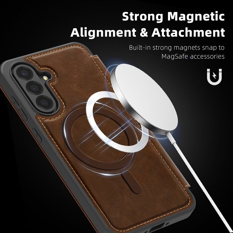 Flip Cover Leather  Phone Case for Samsung Galaxy A56 A17 A36 A16 A55 A35 A15 Magsafe Magnetic Anti-theft Brush Shockproof Case