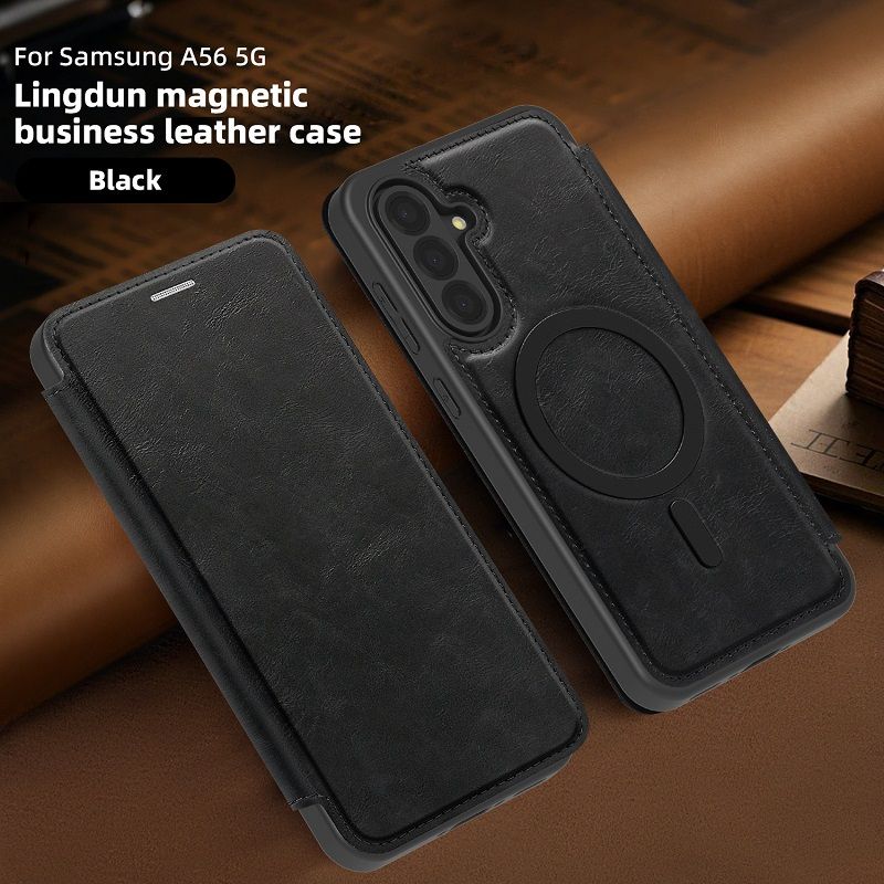 Flip Cover Leather  Phone Case for Samsung Galaxy A56 A17 A36 A16 A55 A35 A15 Magsafe Magnetic Anti-theft Brush Shockproof Case