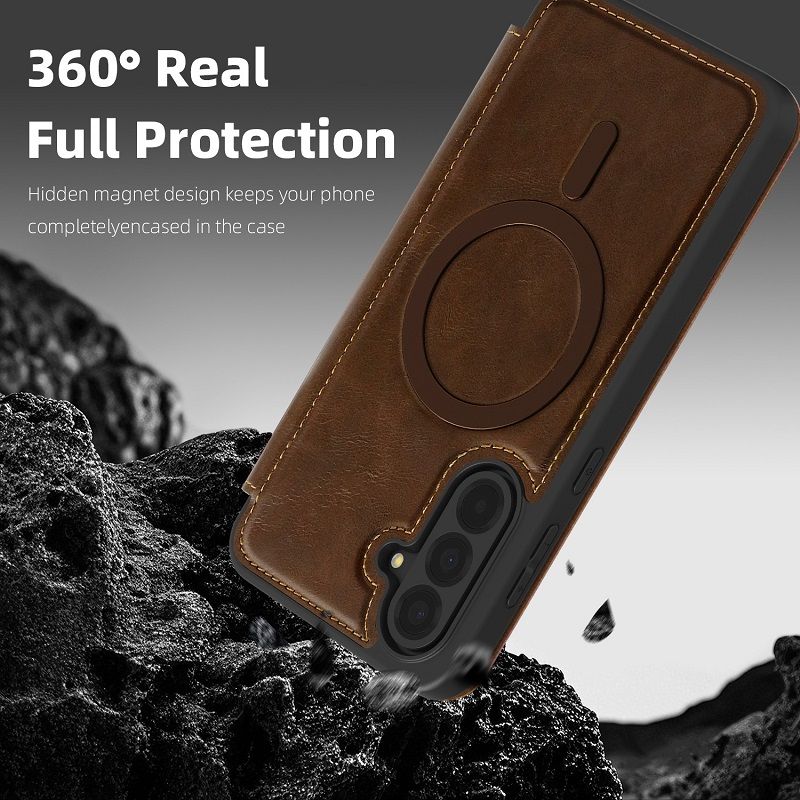 Flip Cover Leather  Phone Case for Samsung Galaxy A56 A17 A36 A16 A55 A35 A15 Magsafe Magnetic Anti-theft Brush Shockproof Case