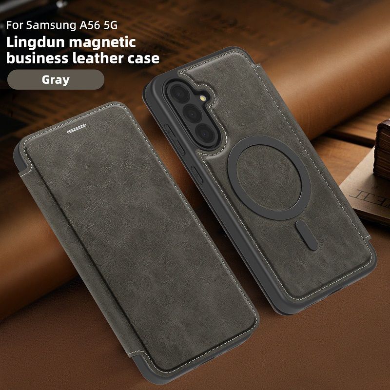 Flip Cover Leather  Phone Case for Samsung Galaxy A56 A17 A36 A16 A55 A35 A15 Magsafe Magnetic Anti-theft Brush Shockproof Case