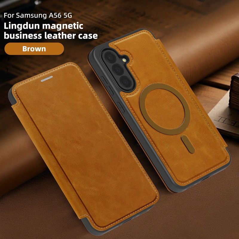 Flip Cover Leather  Phone Case for Samsung Galaxy A56 A17 A36 A16 A55 A35 A15 Magsafe Magnetic Anti-theft Brush Shockproof Case