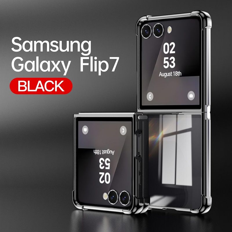 Phone Case for Samsung Galaxy Z Flip 7,Flip7 Fashion Electroplated Transparent Air Bag Four Corners Anti Fall Protective Case