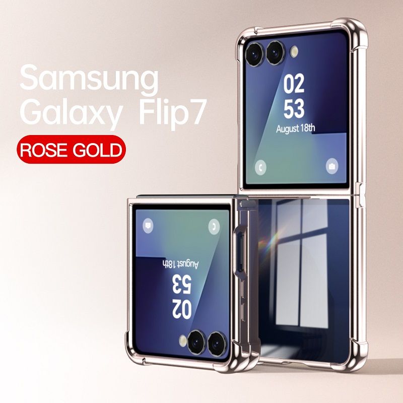 Phone Case for Samsung Galaxy Z Flip 7,Flip7 Fashion Electroplated Transparent Air Bag Four Corners Anti Fall Protective Case