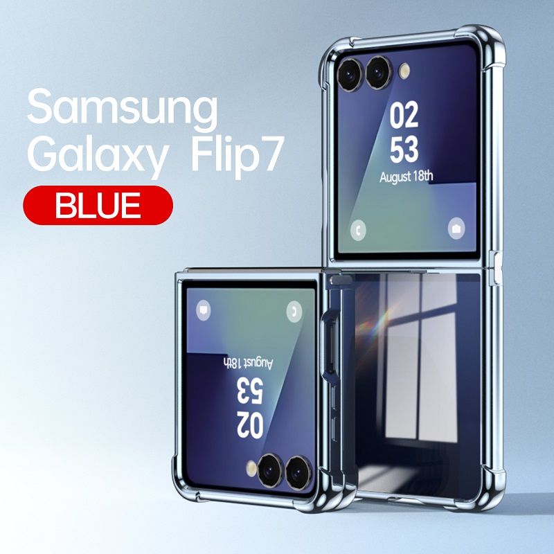 Phone Case for Samsung Galaxy Z Flip 7,Flip7 Fashion Electroplated Transparent Air Bag Four Corners Anti Fall Protective Case