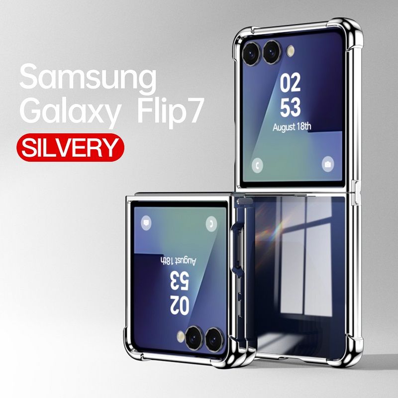 Phone Case for Samsung Galaxy Z Flip 7,Flip7 Fashion Electroplated Transparent Air Bag Four Corners Anti Fall Protective Case