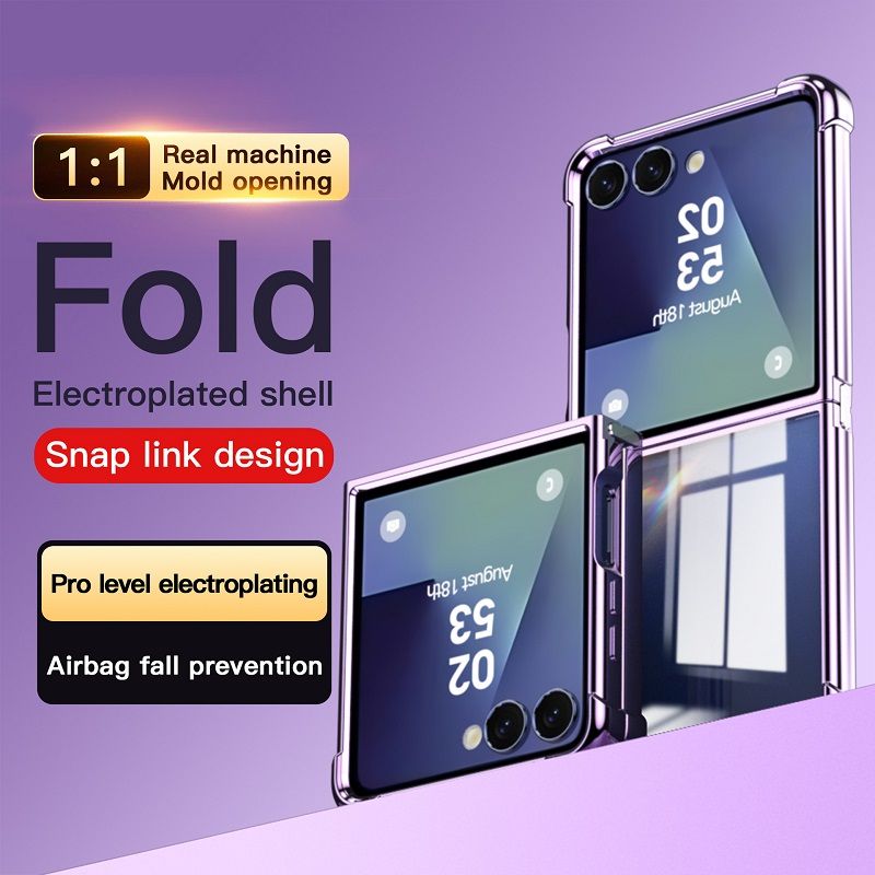 Phone Case for Samsung Galaxy Z Flip 7,Flip7 Fashion Electroplated Transparent Air Bag Four Corners Anti Fall Protective Case