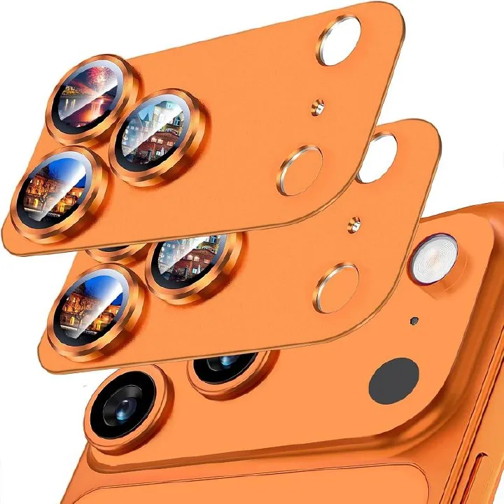 2-Piece Camera Lens Protective Film for iPhone 17 Pro Max accessories, metal aluminum alloy tempered glass camera protective film, [military grade shatterproof]