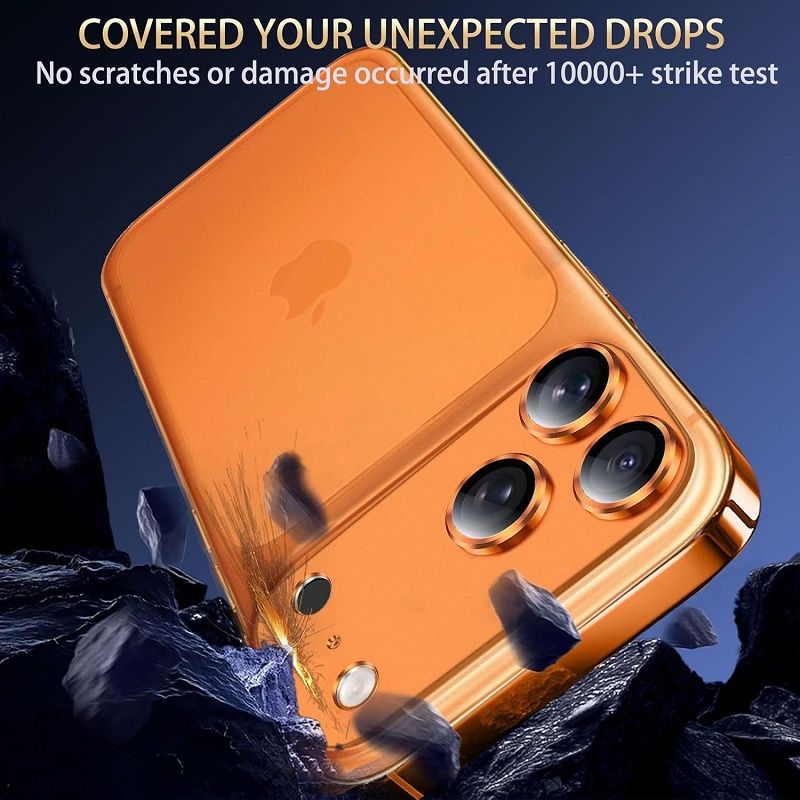 2-Piece Camera Lens Protective Film for iPhone 17 Pro Max accessories, metal aluminum alloy tempered glass camera protective film, [military grade shatterproof]