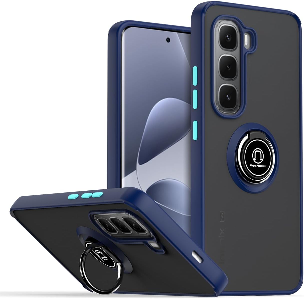 Case for Infinix Hot 60i 60 Pro Plus 50 Pro 50 Pro+ 50i 40i Note 40 Pro Shockproof Full Cover Transparent Matte TPU PC Phone Case with Ring Holder