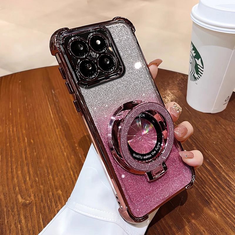 Electroplated Four Corner Resistant Gradient Glitter Phone Case for Infinix Note 50S Hot 50 Pro+ Plus Tecno Spark 40,Spark 40C Cover with Magnetic Ring Holder