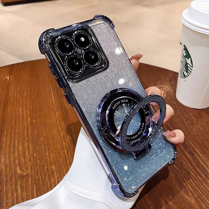 Electroplated Four Corner Resistant Gradient Glitter Phone Case for Infinix Note 50S Hot 50 Pro+ Plus Tecno Spark 40,Spark 40C Cover with Magnetic Ring Holder