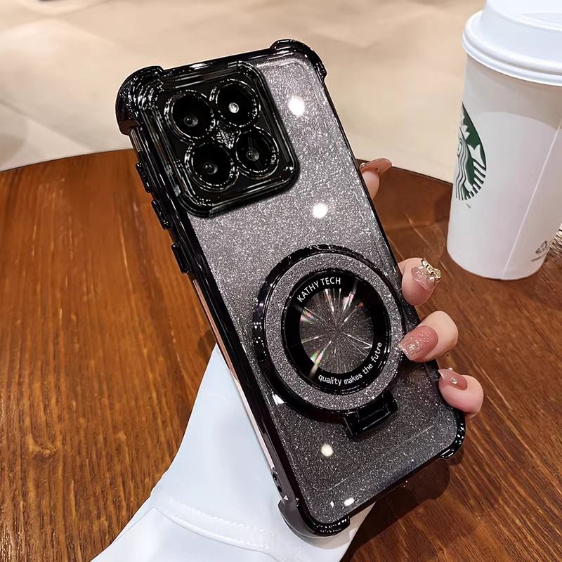 Electroplated Four Corner Resistant Gradient Glitter Phone Case for Infinix Note 50S Hot 50 Pro+ Plus Tecno Spark 40,Spark 40C Cover with Magnetic Ring Holder
