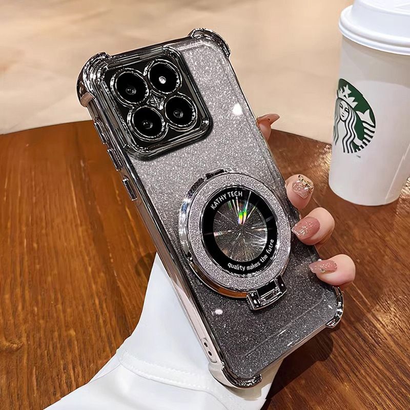 Electroplated Four Corner Resistant Gradient Glitter Phone Case for Infinix Note 50S Hot 50 Pro+ Plus Tecno Spark 40,Spark 40C Cover with Magnetic Ring Holder