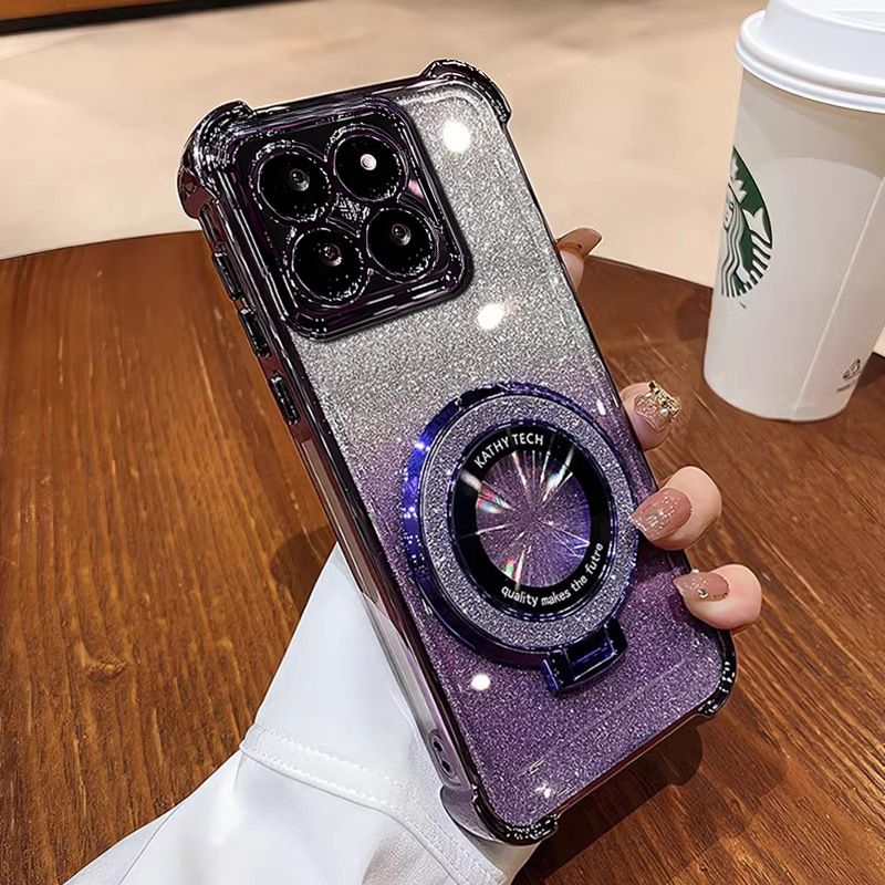 Electroplated Four Corner Resistant Gradient Glitter Phone Case for Infinix Note 50S Hot 50 Pro+ Plus Tecno Spark 40,Spark 40C Cover with Magnetic Ring Holder