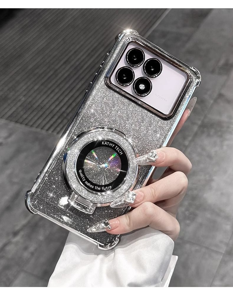 Electroplated Four Corner Resistant Gradient Glitter Phone Case for Infinix Note 50S Hot 50 Pro+ Plus Tecno Spark 40,Spark 40C Cover with Magnetic Ring Holder
